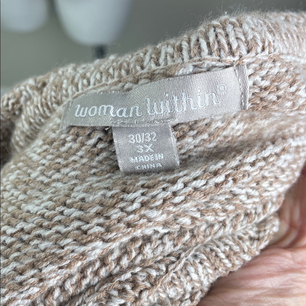 Woman Within Button Side Poncho Tan - Picture 3 of 10